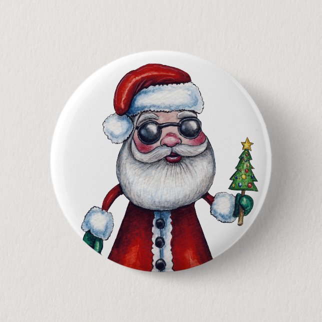 Cool Santa Claus Pinback Button (Front)