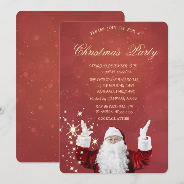  Cool Santa Claus Red Christmas  Invitation (Front/Back)