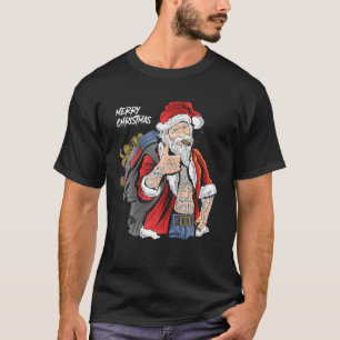 Cool Santa Claus Wearing Glasses Smoking Cigars T-Shirt