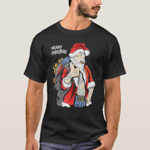 Cool Santa Claus Wearing Glasses Smoking Cigars T-Shirt