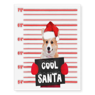 Cool Santa Corgi Dog Christmas Funny Gifts Temporary Tattoos