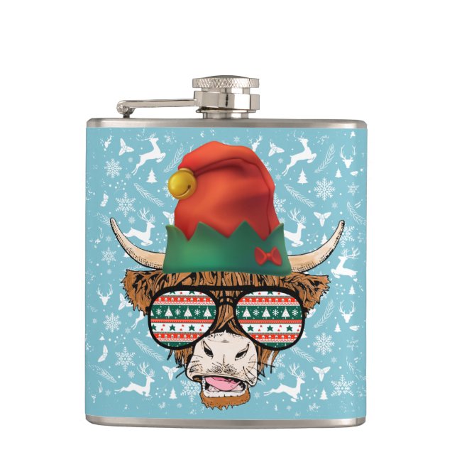 Cool Santa Cow Adult Stocking Stuffer Flask (Front)