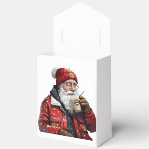 Cool Santa Drinking Iced Coffee Christmas Art Favor Boxes
