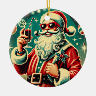 Cool Santa Funny Christmas Ceramic Ornament