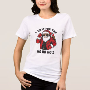 Cool Santa I Do It For The Ho Ho Hos Tri-Blend Shirt
