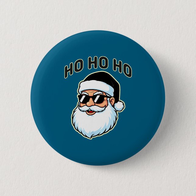 Cool Santa In Black Hat Sungles Graphic 2  Button (Front)