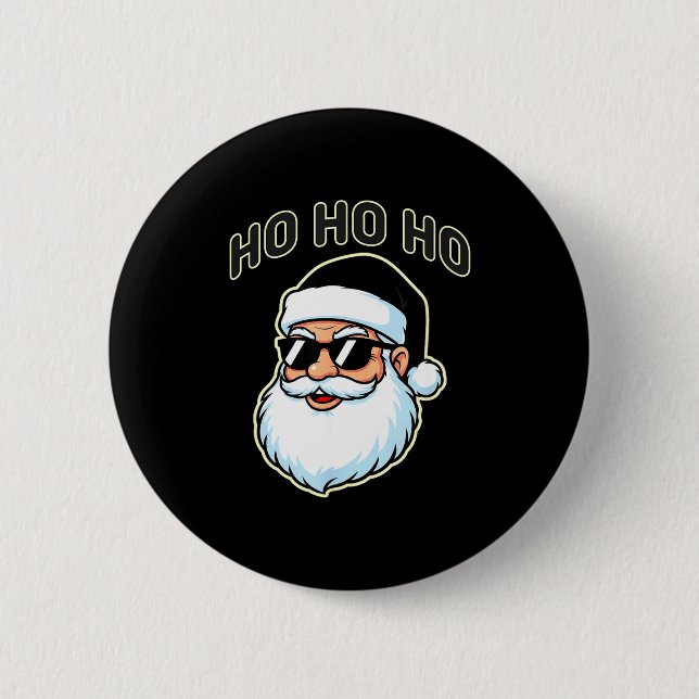Cool Santa In Black Hat Sungles Graphic 2  Button (Front)