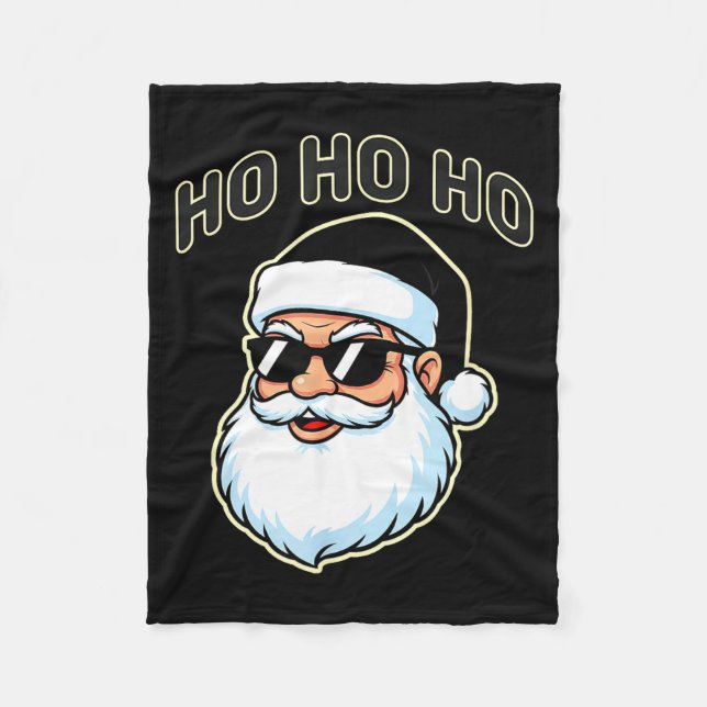 Cool Santa In Black Hat Sungles Graphic 2  Fleece Blanket (Front)
