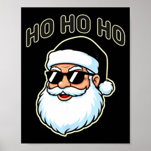 Cool Santa In Black Hat Sungles Graphic 2 Poster