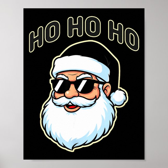 Cool Santa In Black Hat Sungles Graphic 2  Poster (Front)