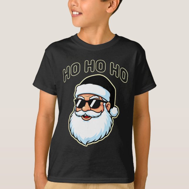 Cool Santa In Black Hat Sungles Graphic 2  T-Shirt (Front)