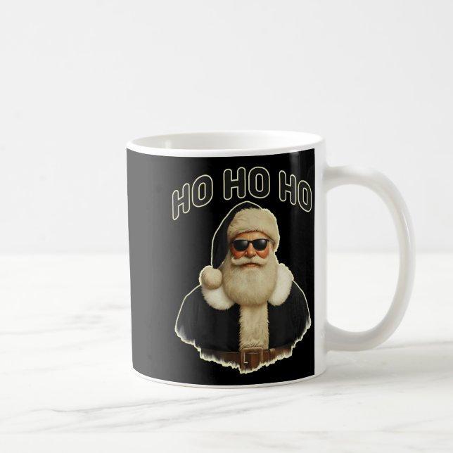 Cool Santa In Black Hat Sungles Graphic  Coffee Mug (Right)