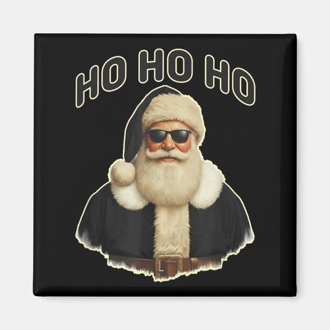 Cool Santa In Black Hat Sungles Graphic  Magnet (Front)