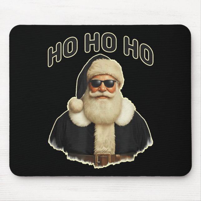 Cool Santa In Black Hat Sungles Graphic  Mouse Pad (Front)