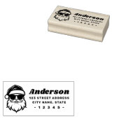 Cool Santa in sunglasses fun retro return address Rubber Stamp (Stamped)
