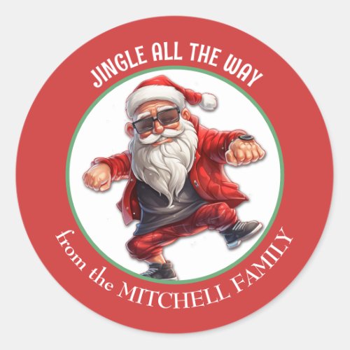 Cool Santa Jingle All the Way Holiday Classic Round Sticker