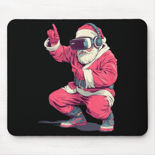Cool Santa Moves With Vr Headset For Gaming Christ Mouse Pad (Front)