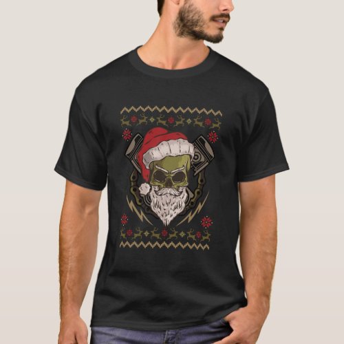 Cool Santa Skull Beard Biker Rider Ugly Sweater De