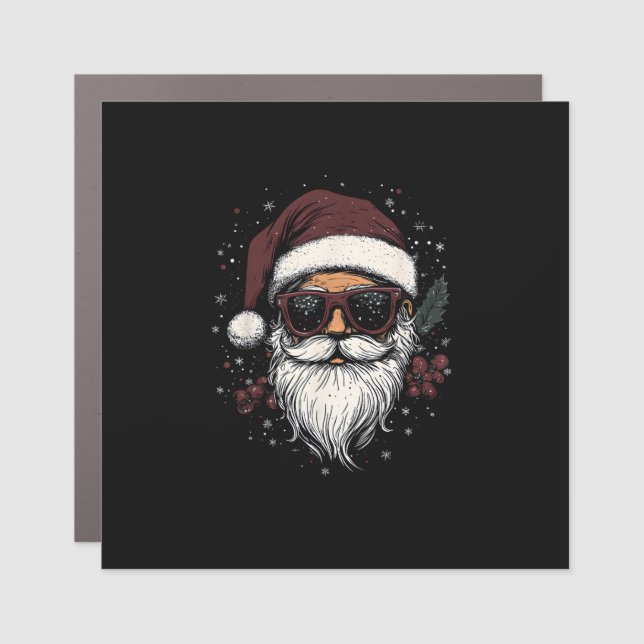 Cool Santa with Sunglasses Christmas Car Magnet (Front)