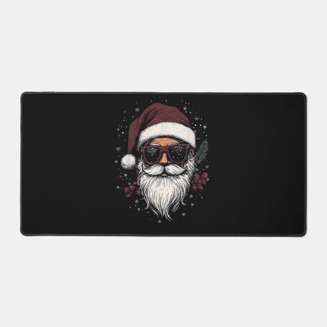Cool Santa with Sunglasses Christmas Desk Mat (Front)