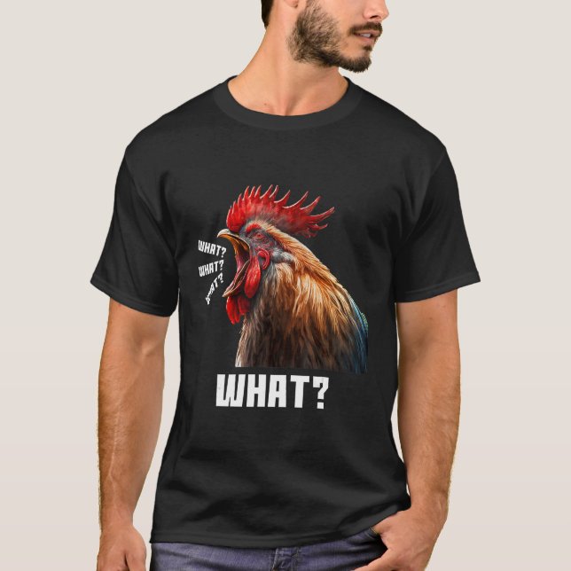 Cool  Sarcastic Angry Rooster Screaming Graphic De T-Shirt (Front)