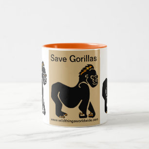 Cool Save GORILLAS - Endangered animal graphic Two-Tone Coffee Mug