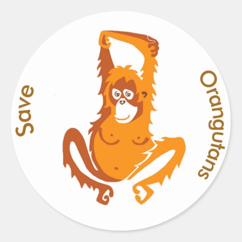 Cool Save ORANGUTANS _Endangered animal _ Ape_ Classic Round Sticker
