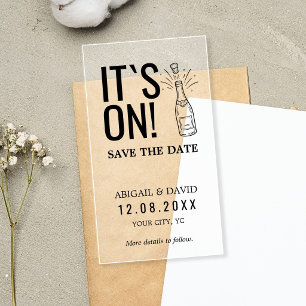 Cool Save the Date Black Wedding Announcement Clear Business Cards