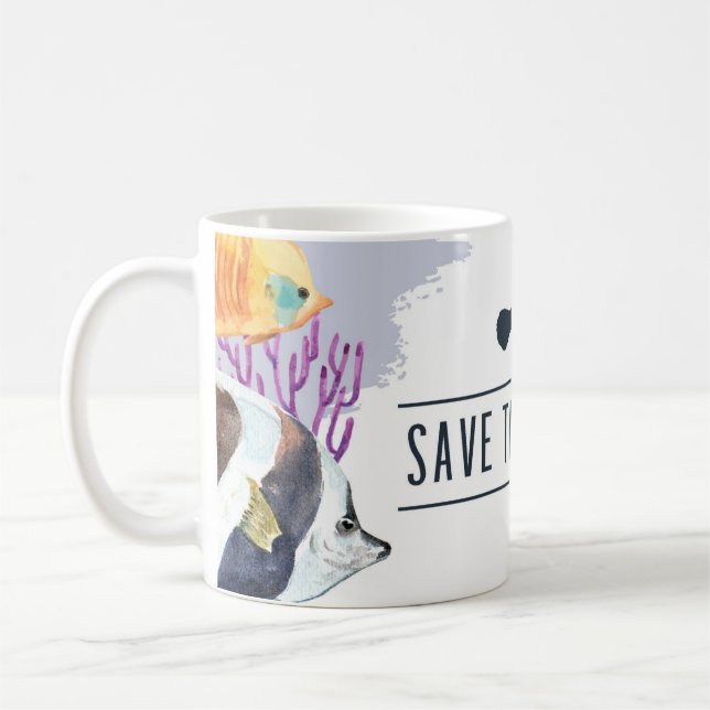 Cool Save the Oceans Banner Coffee Mug (Left)