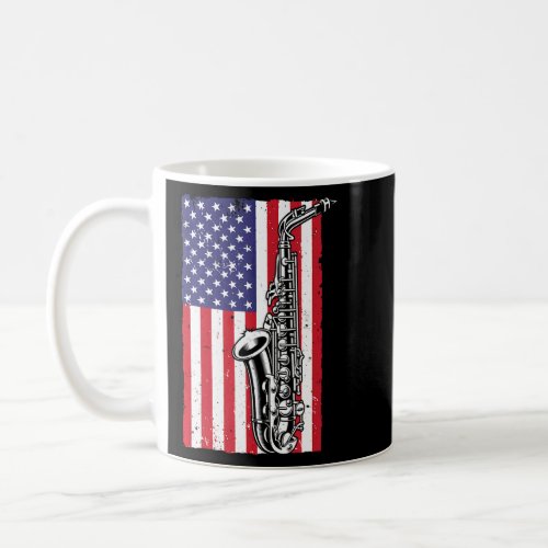 Cool Saxophone For Men Women American Flag Jazz Mu Coffee Mug