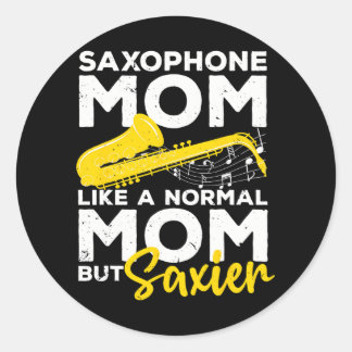 Cool Saxophone For Mom Women Saxy Jazz Music Band Classic Round Sticker