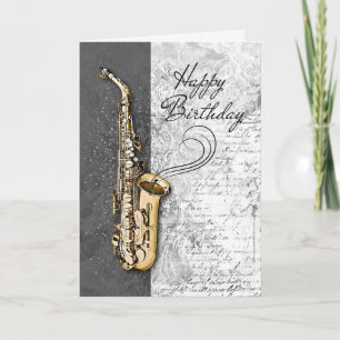 Cool Saxophone Musician Jazz Rock & Roll Birthday  Card