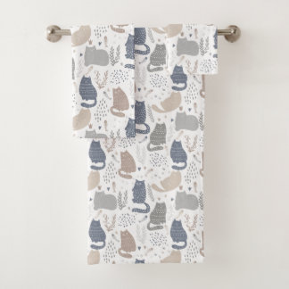 Cool Scandinavian Style Cats Bath Towel Set