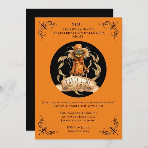 Cool Scarecrow Halloween Party Invite