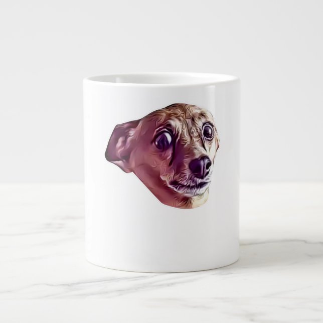 Cool Scared Chihuahua Cute Funny Meme Giant Coffee Mug (Front)