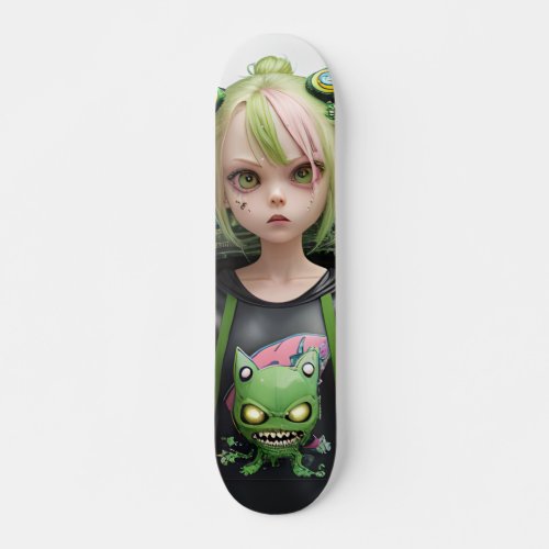 Cool scary alien monster cat girls skateboard