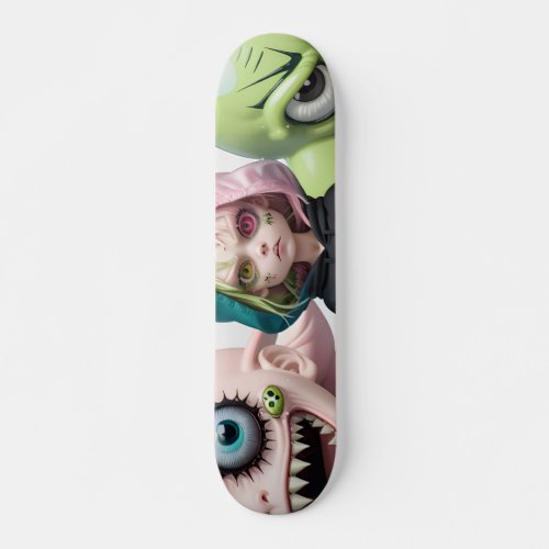 Cool scary alien monster cat girls skateboard