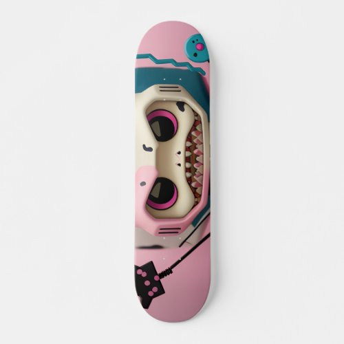 Cool scary alien monster cow skateboard