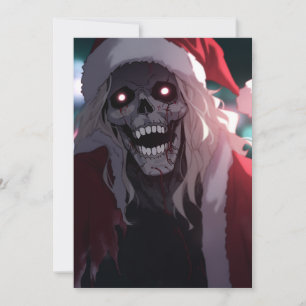 Cool Scary Creepy Skull Santa Claus Xmas Holiday Card