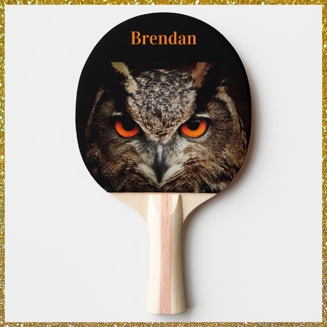 Cool Scary Fierce Owl Black  Ping Pong Paddle (Creator Uploaded)