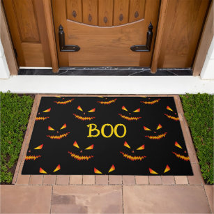 Cool scary Jack O'Lantern face Halloween Boo Doormat