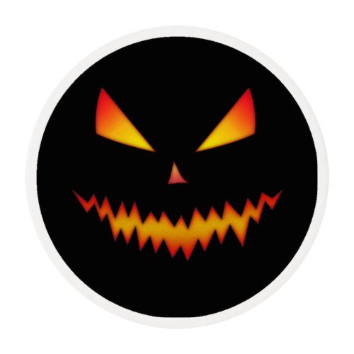 Cool scary Jack OLantern face Halloween Edible Frosting Rounds