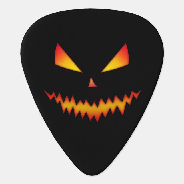Cool scary Jack O'Lantern face Halloween Guitar Pick (Front)