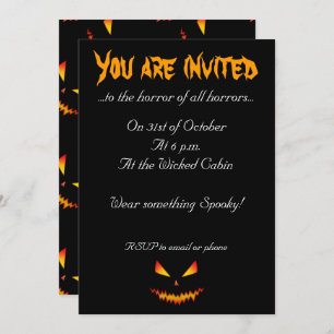 Cool scary Jack O'Lantern face Halloween Invite