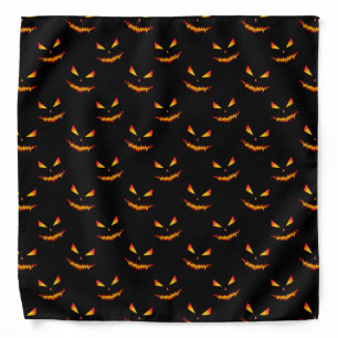 Cool scary Jack O'Lantern face Halloween pattern Bandana