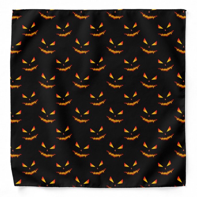 Cool scary Jack O'Lantern face Halloween pattern Bandana (Front)