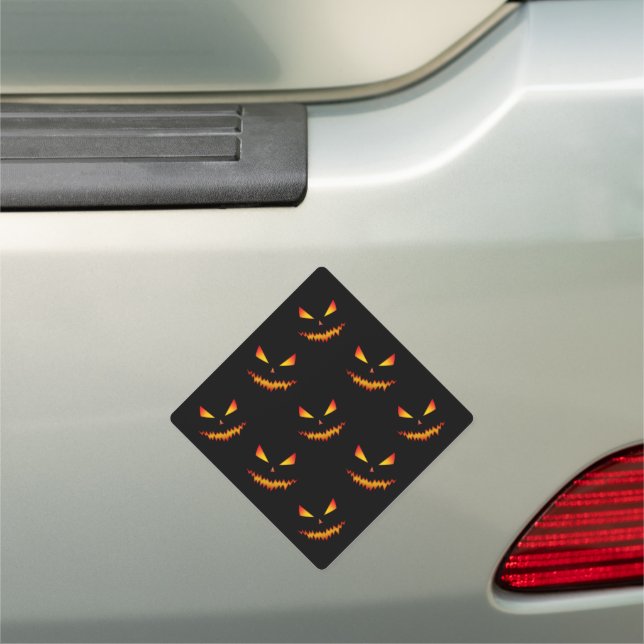 Cool scary Jack O'Lantern face Halloween pattern Car Magnet (In Situ)