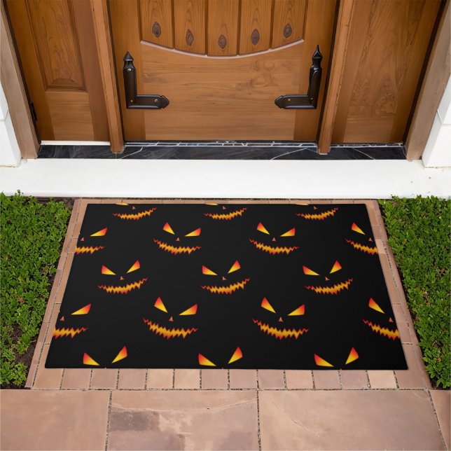 Cool scary Jack O'Lantern face Halloween pattern Doormat (Outdoor)