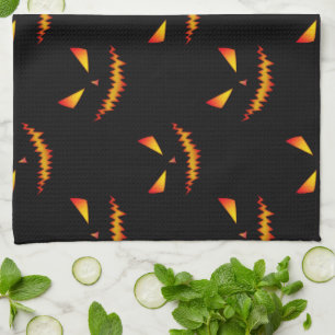 Cool scary Jack O'Lantern face Halloween pattern Kitchen Towel
