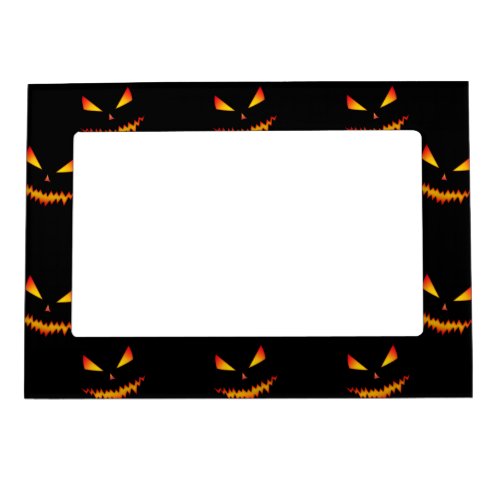 Cool scary Jack OLantern face Halloween pattern Magnetic Frame